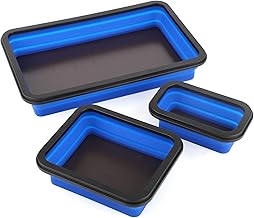 3uds Bandeja Magnética Plegable, 3 Tamaños Bandeja Magnética Silicona Aislante Bandeja para Tornillos para Mecánico y Base Magnética para Pernos Tuercas Arandelas Pasadores (Azul)