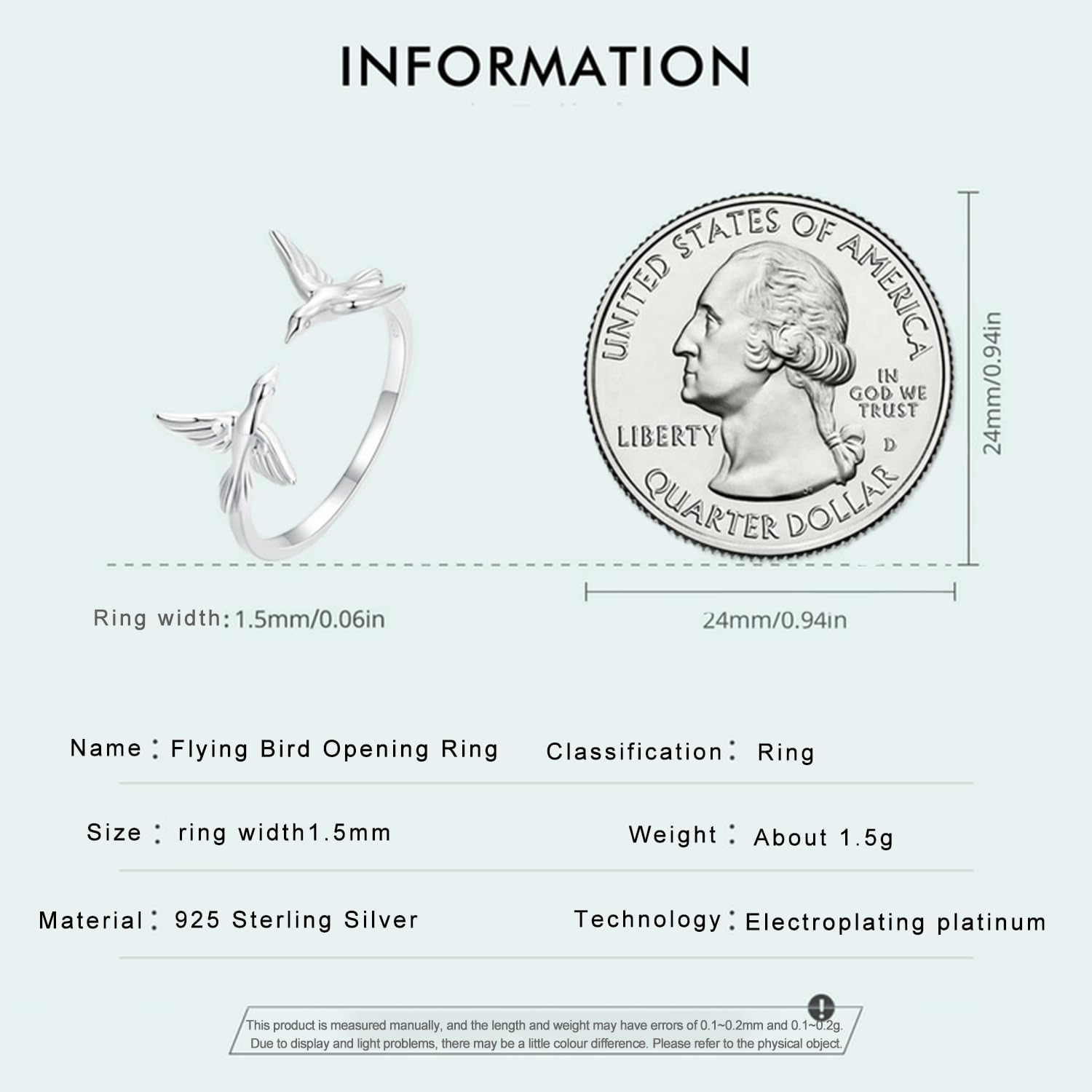 S925 Sterling Silber Doppel Eisvogel Öffnungsring, Süßer Vogel Stapelring, Fliegender Vogel Tier Verstellbarer Statement Ring, Offene Vogel Ringe Frauen