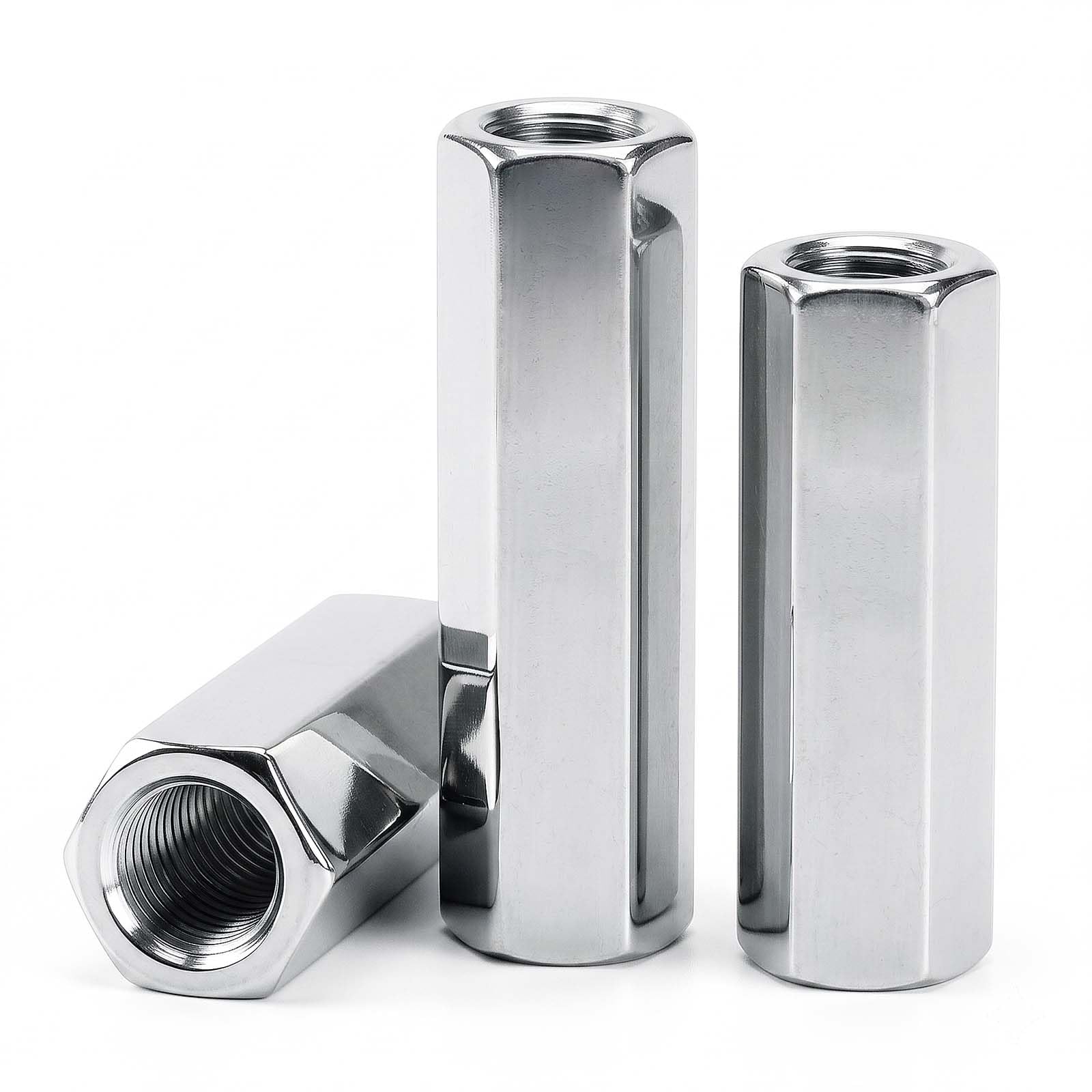 SHBAOCH Hex Coupling Nuts M8, Zinc Plated Extended Hexagon Threaded Rod Coupling Nuts, Fully Threaded Connectors for Eyebolts Wedge Anchors Chain Links Studding Connector Fasteners