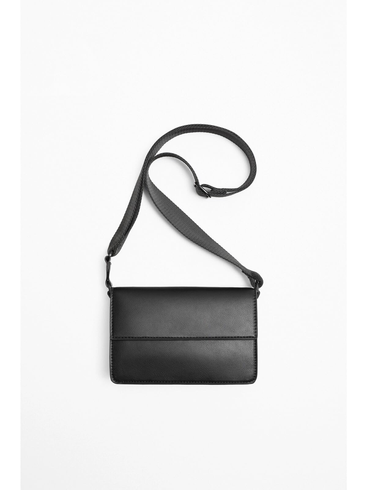 Borsa A Tracolla Donne Flap Crossbody Spalla Rettangolare Regolabile Wide Strap Casual Giornaliera-Black