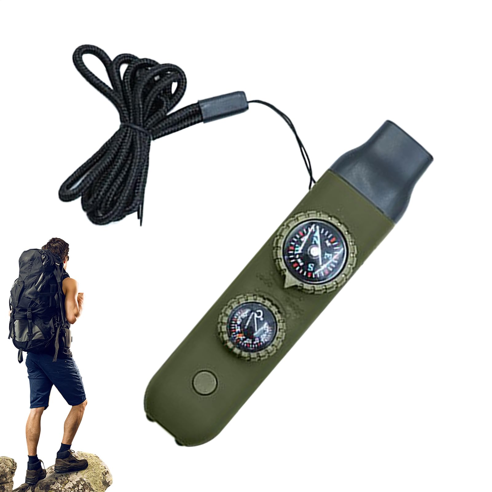 Survival Whistle | 7-in-1 Outdoor Safety Tool - Camping Whistle with LED Light - for Hiking Camping Running Boating Backpacking Mountain Climbing Road Trips Wildlife Area Men Women