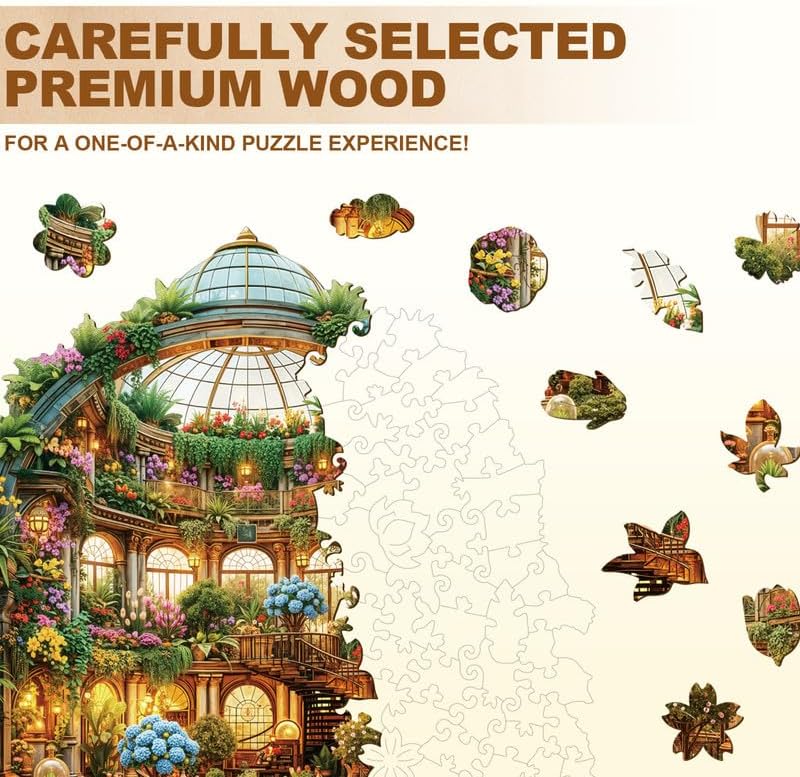 Jigfoxy Wooden Puzzles for Adults, Mystic Garden Hall Wood Puzzles Adult, How Many Fairies Can You Find in This Puzzle, Birthday Gifts for Puzzle Lovers, Family, Friend (M-11.4 * 11.4in-185pcs)