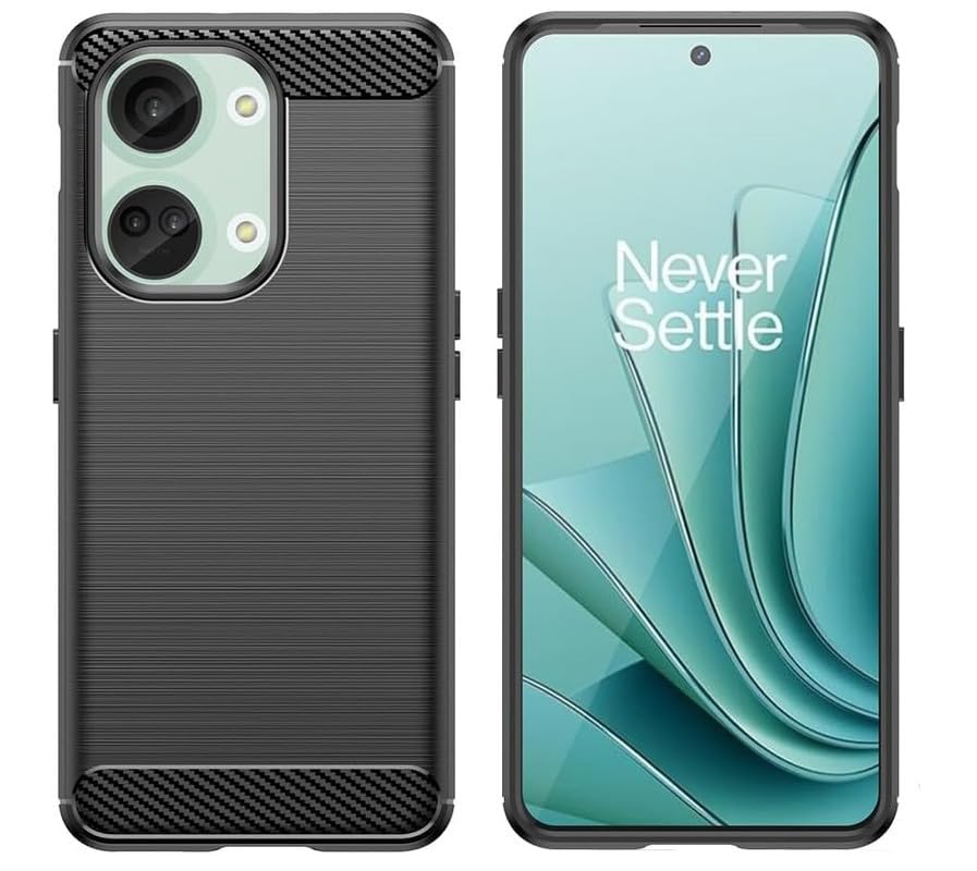 Image of NPRC Hybrid Ultra Slim Protective Case TPU Non-Slip Carbon Fiber Texture Shockproof Case Cover for Oneplus NORD 3 - Black