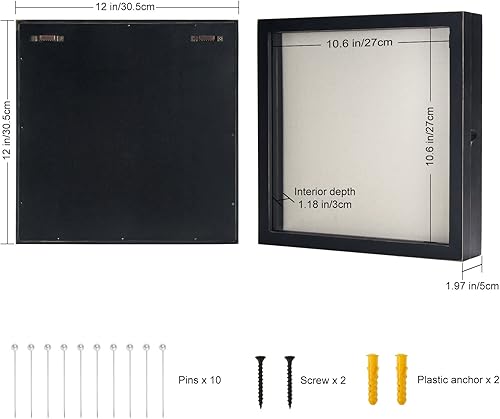 Miniatura 7 de TJ.MOREE Marco de caja de sombra de 12 x 12 pulgadas, vitrina con ventana de cristal, puerta de granja, marco de fotos de boda, recuerdos y fotos,