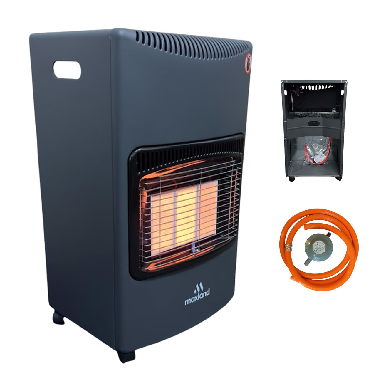 4.2KW CALOR GAS PORTABLE CABINET HEATER FIRE BUTANE WITH REGULATOR