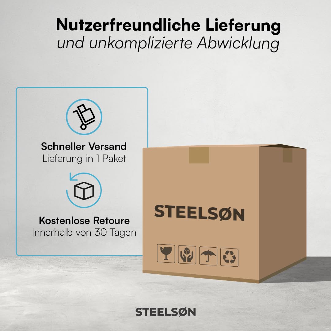 STEELSØN Pincoya Gartenstühle 4er Set – Outdoor Loungesessel Taupe – stapelbarer Balkonstuhl wetterfest & UV-beständig – Gartensessel aus Kunststoff bis 120 kg – Armlehnenstuhl Garten/Balkon/Terrasse