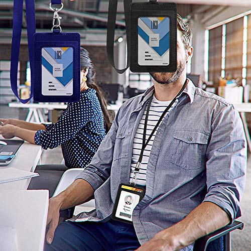 Porta badge verticale in pelle sintetica, con