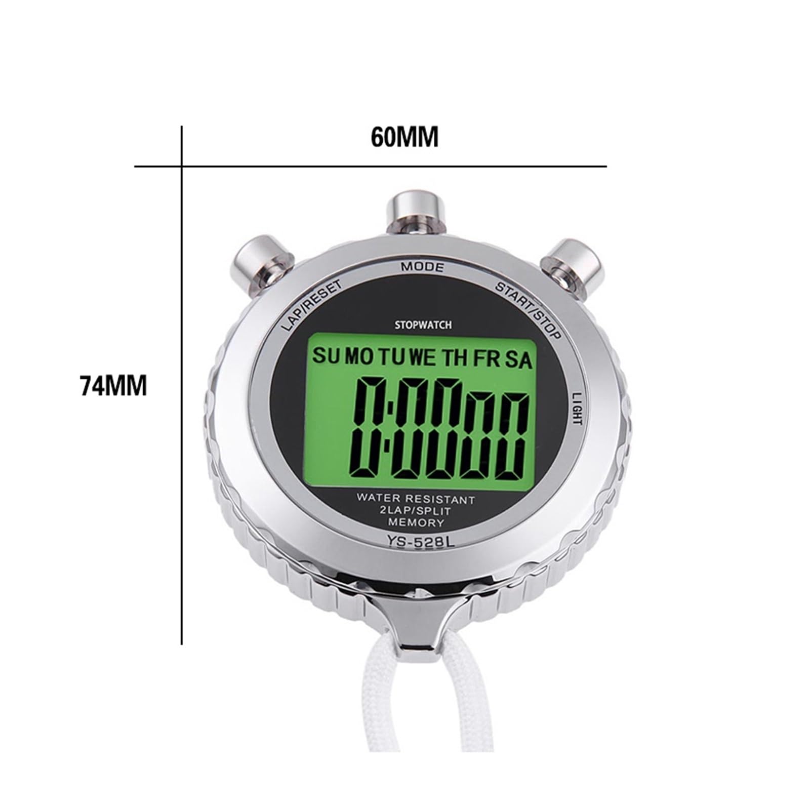 Cronómetro de precisión 0,10 s, cronómetro Metal, Deportivo, Resistente al Agua, Luminoso, con visualización Horas, Minutos y Meses(XL1068)