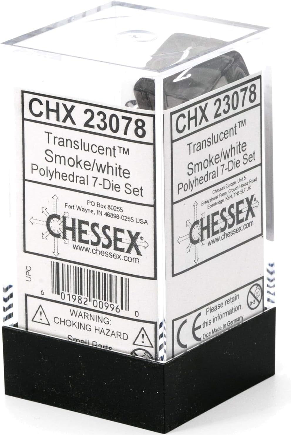 Chessex Translucent: 7pc Smoke/White,Grey