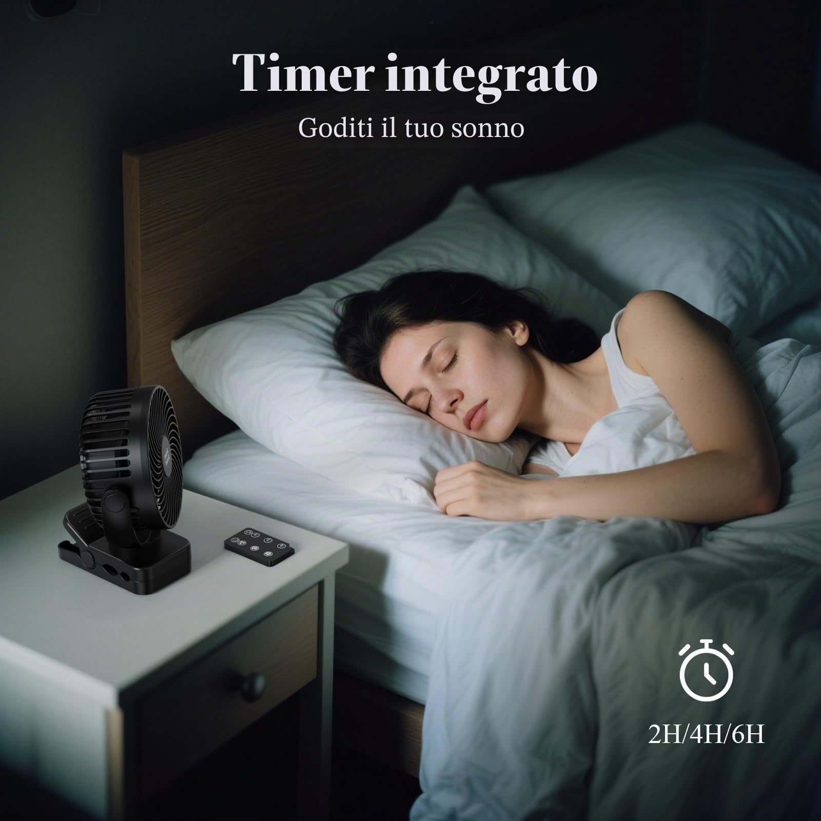 Minthouz Ventilatore Portatile USB Ricaricabile 12000mAh con Clip e Telecomando, 45H di Autonomia, Silenzioso, 3 Velocità, Luce LED, Rotazione a 360°, Timer, per Scrivania, Campeggio e Passeggino