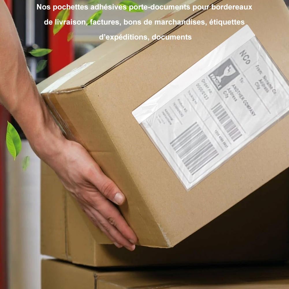 Bolsa Adhesiva Portadocumentos, Sobres Para Albaranes, Sobres Portadocumentos Adhesivos, Bolsa de Albaran, Guarda Albaranes, Facturas, Se Adapta a Documentos de Tamaño A5, 25 Piezas, Transparente
