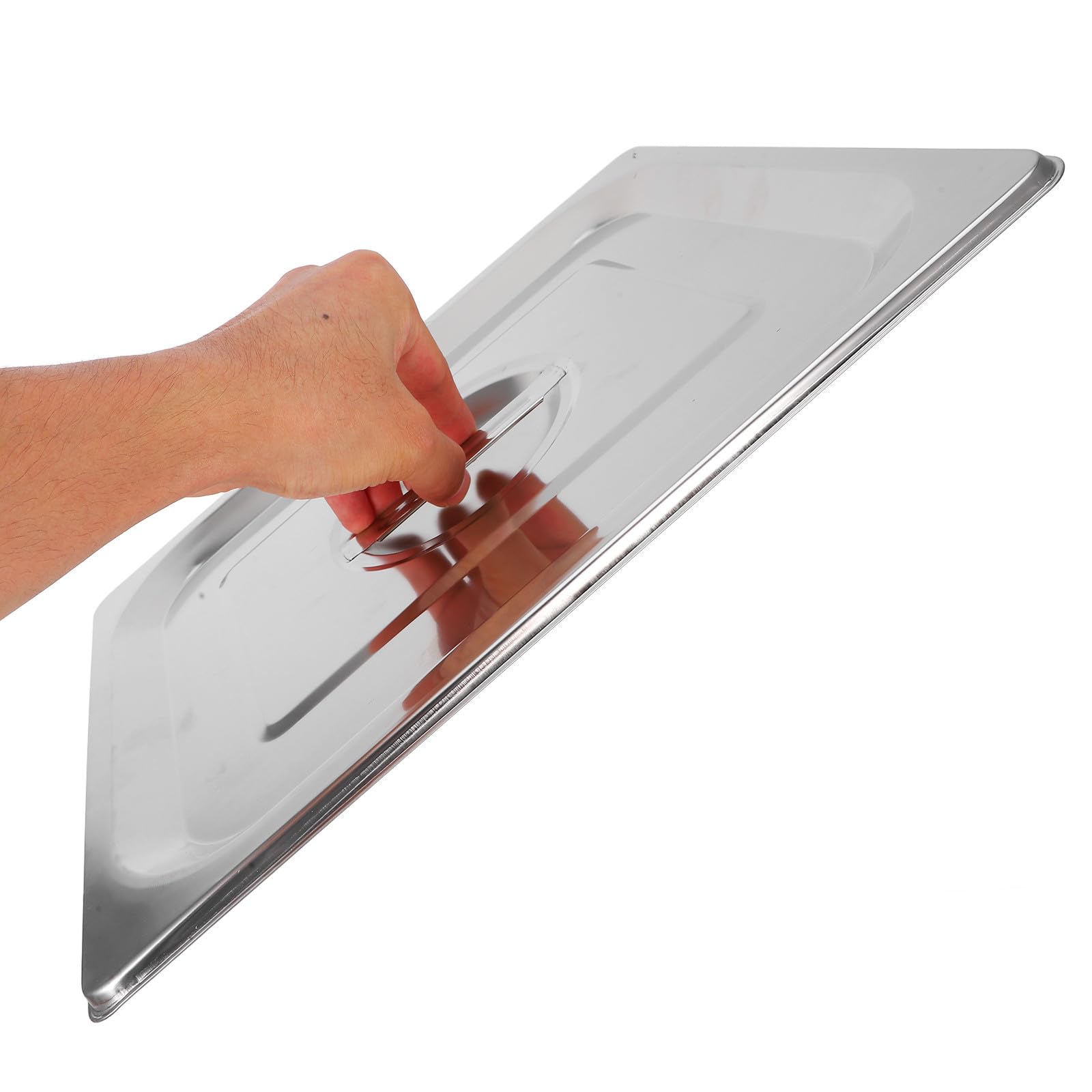 Couvercle de Bac Gastro INOX 1/2 en Acier Inoxydable avec Poignée, Couvercle Rectangulaire Robuste pour Casserole Vapeur, Adapté Buffet, Restauration et Transport Alimentaire