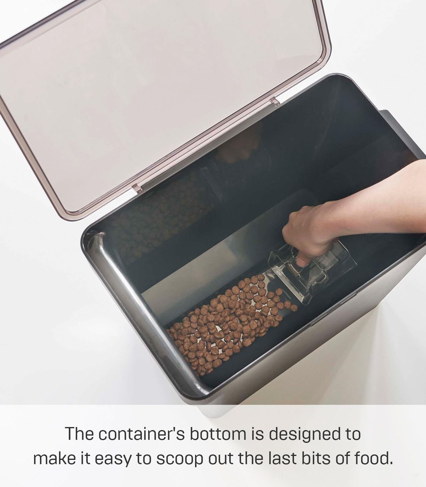 YAMAZAKI Home Tower - Contenedor hermético de almacenamiento de alimentos para mascotas, contenedor de comida para gatos y perros con tapa transparente y asa, grande, plástico ABS, 15 libras, 3.17