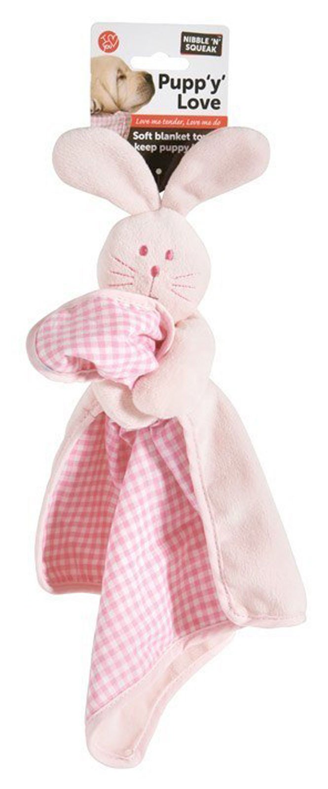 Nibble 'N' Squeak Puppy Love Soft Blanket Toy For Puppies (Pink)