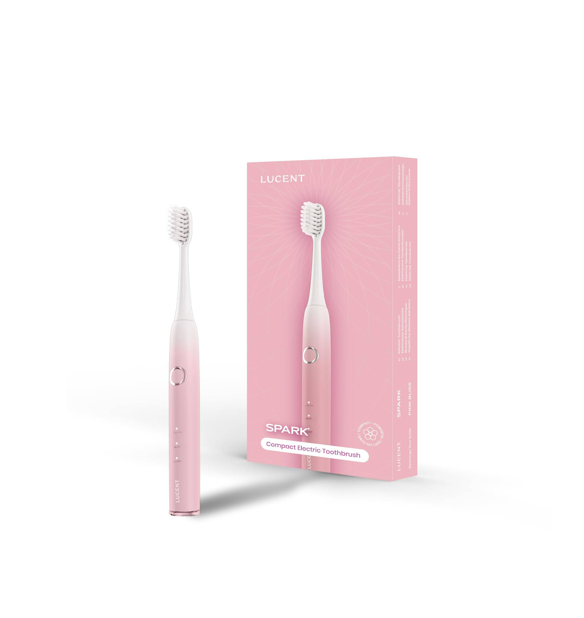 Spark Sonic Elektrische Zahnbürste. Stilvoll, sanft und effektiv, 25 Tage Akkulaufzeit, wasserdicht (Pink Happiness)