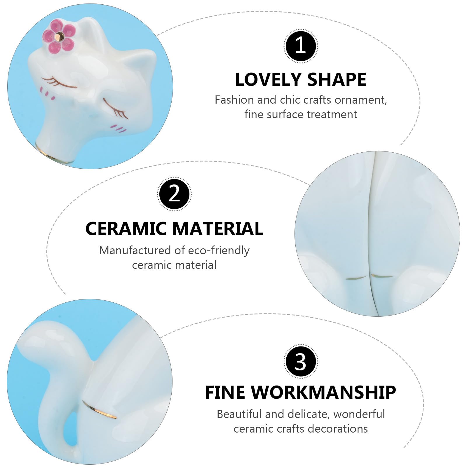 Set di 2 Statuette di Gatto in Ceramica Bianca, Decorazione per Soggiorno e Cucina, Dimensioni Contenute, Adatto a Spazi Moderni e Ufficio