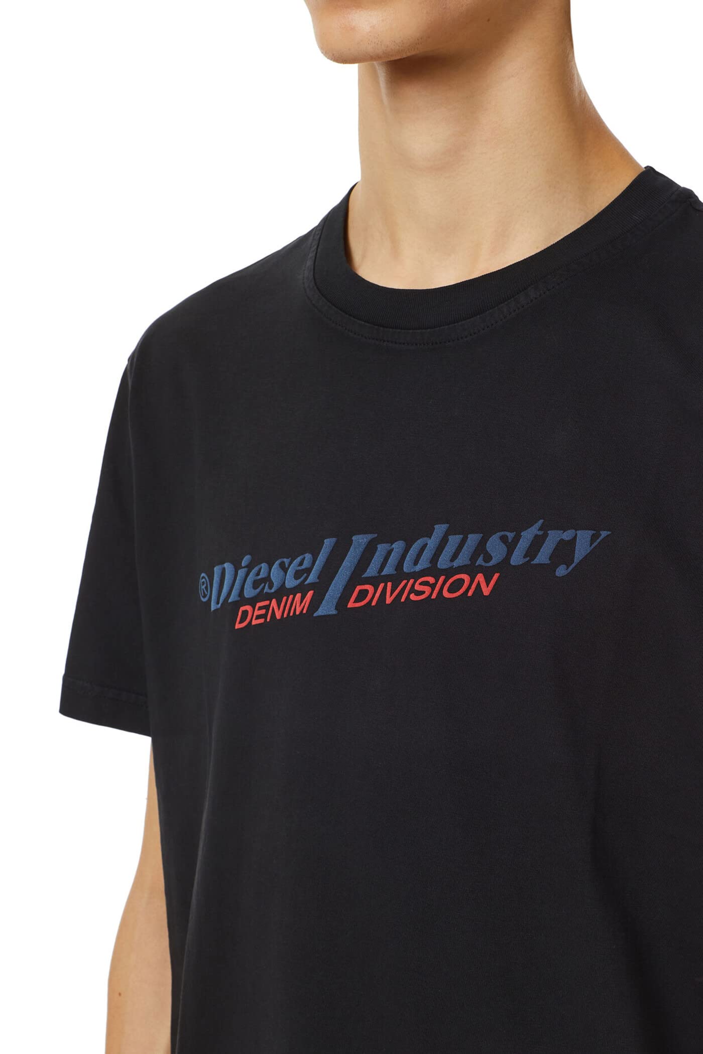 DieselIndustry Denim Division Maglietta Logo Adulto Unisex (L) (Nero)