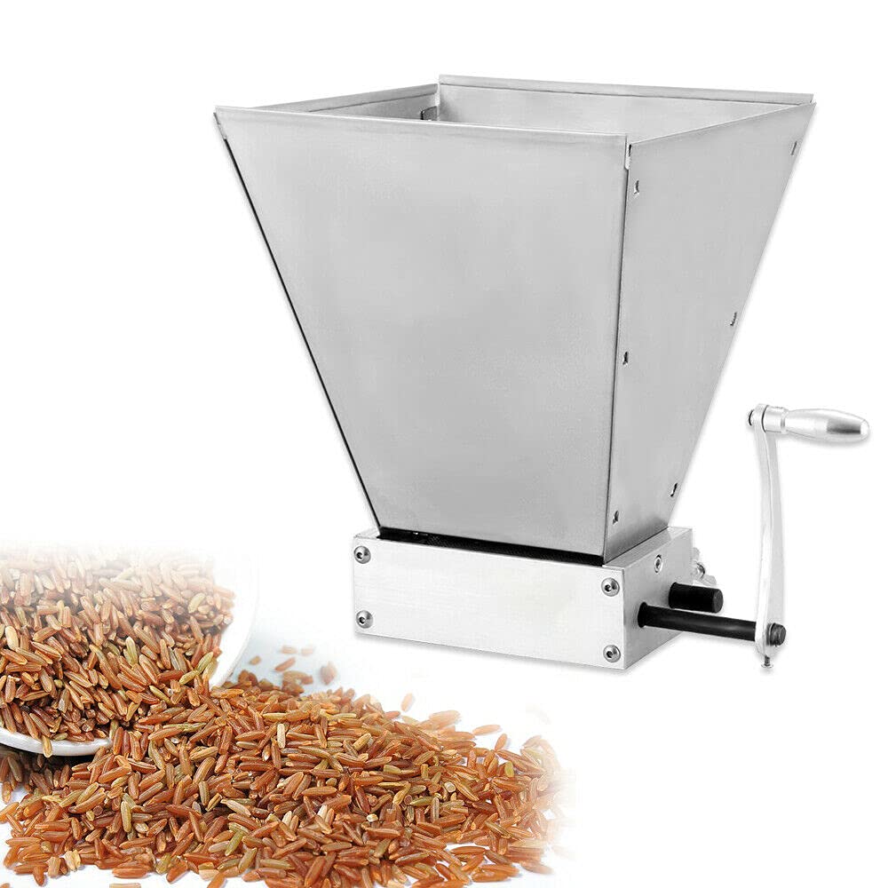 4L Malzmühle Grinder, Manuelle Verstellbare Getreidemühle, Barley Mais Schrotmühle, Manuelle Edelstahl Grainmühle, Grain Crusher Malt Mill für Brauen Gerste, Weizen, Malz, Reis, Trauben und Sesam