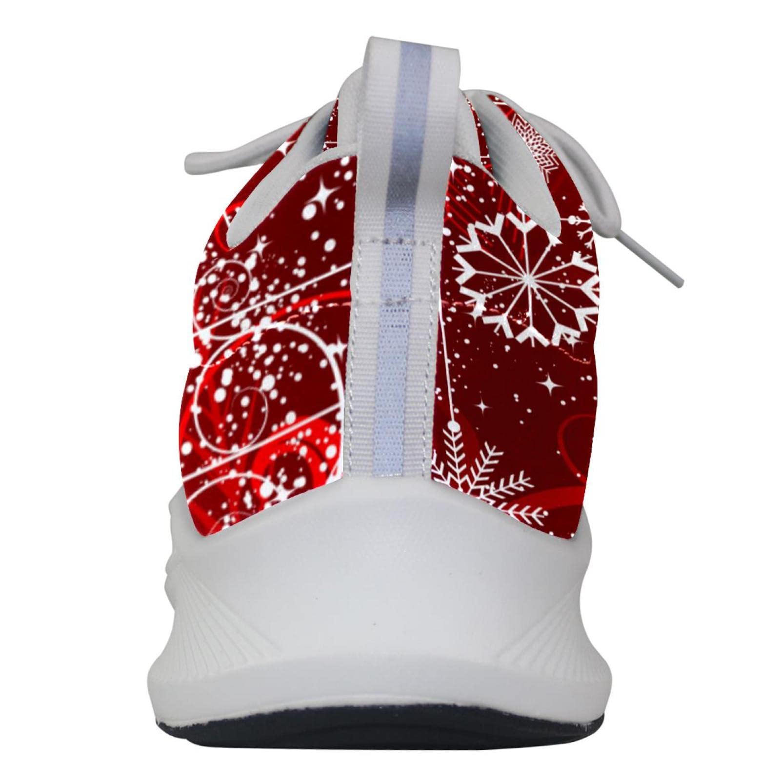 Scarpe da ginnastica uomo personalizzate Scarpe da passeggio leggere Running Athletic Casual Sneakers Rosso Natale Inverno Astratto Fiocchi di neve modello, Multicolore, 42 EU
