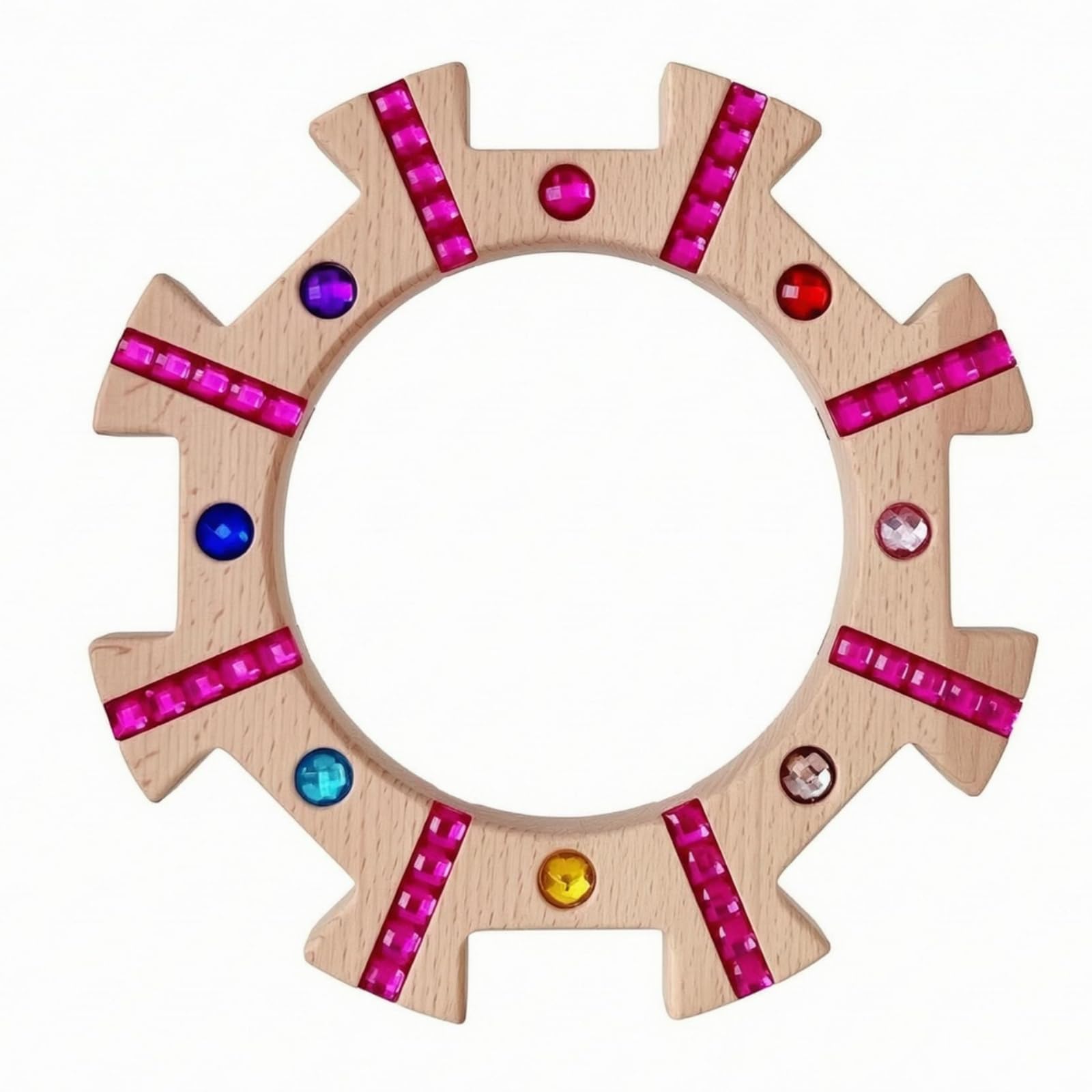 Blocchi Impilabili per Bambini Giocattolo in Legno Naturale Torre Puzzle Anelli con Inserti Acrilici Trasparenti Riconoscibile Adatto per, Rosa