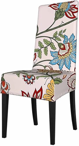 1 paquete de fundas para sillas de comedor, diseño de cachemira azul y rojo, oriental bohemio, floral, corto, elástico, poliéster, extraíble,