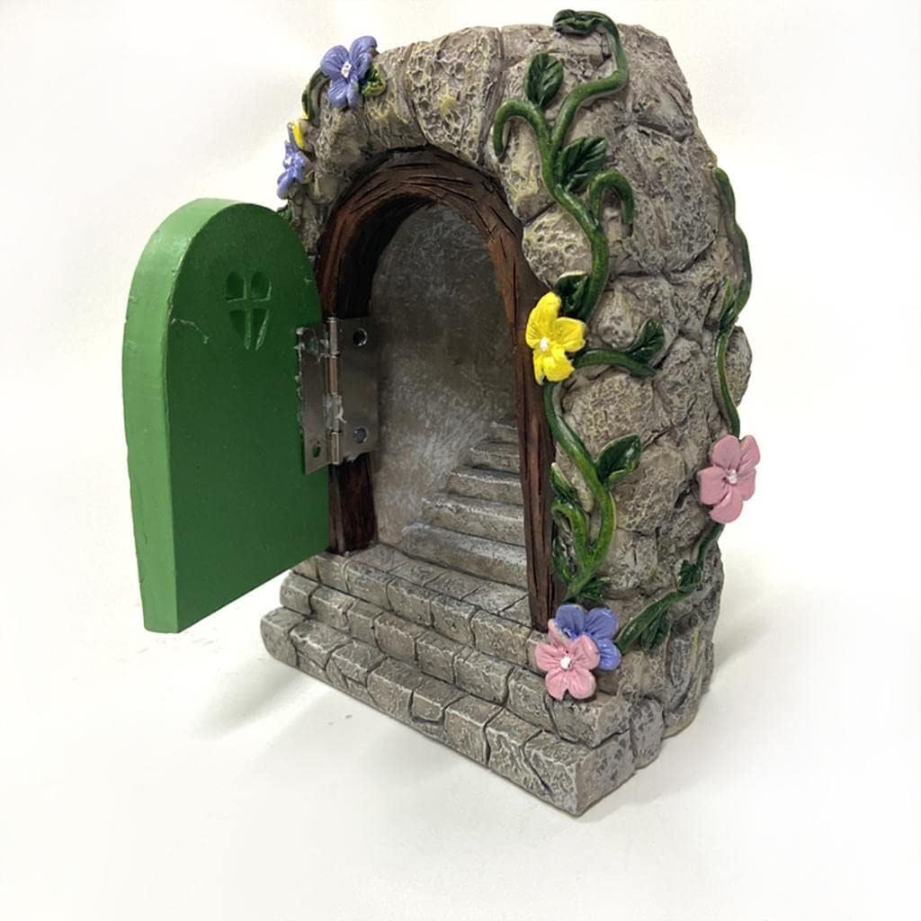 Door Solar Light Miniature Ornament, 15cm Garden Accessory