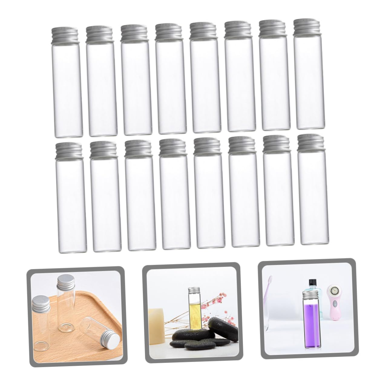 30piezas Tubos de Ensayo de Vidrio Pequeños Tapa de Rosca de Frascos de Muestra para Laboratorio Transparentes para Almacenar Cuentas y Purpurina