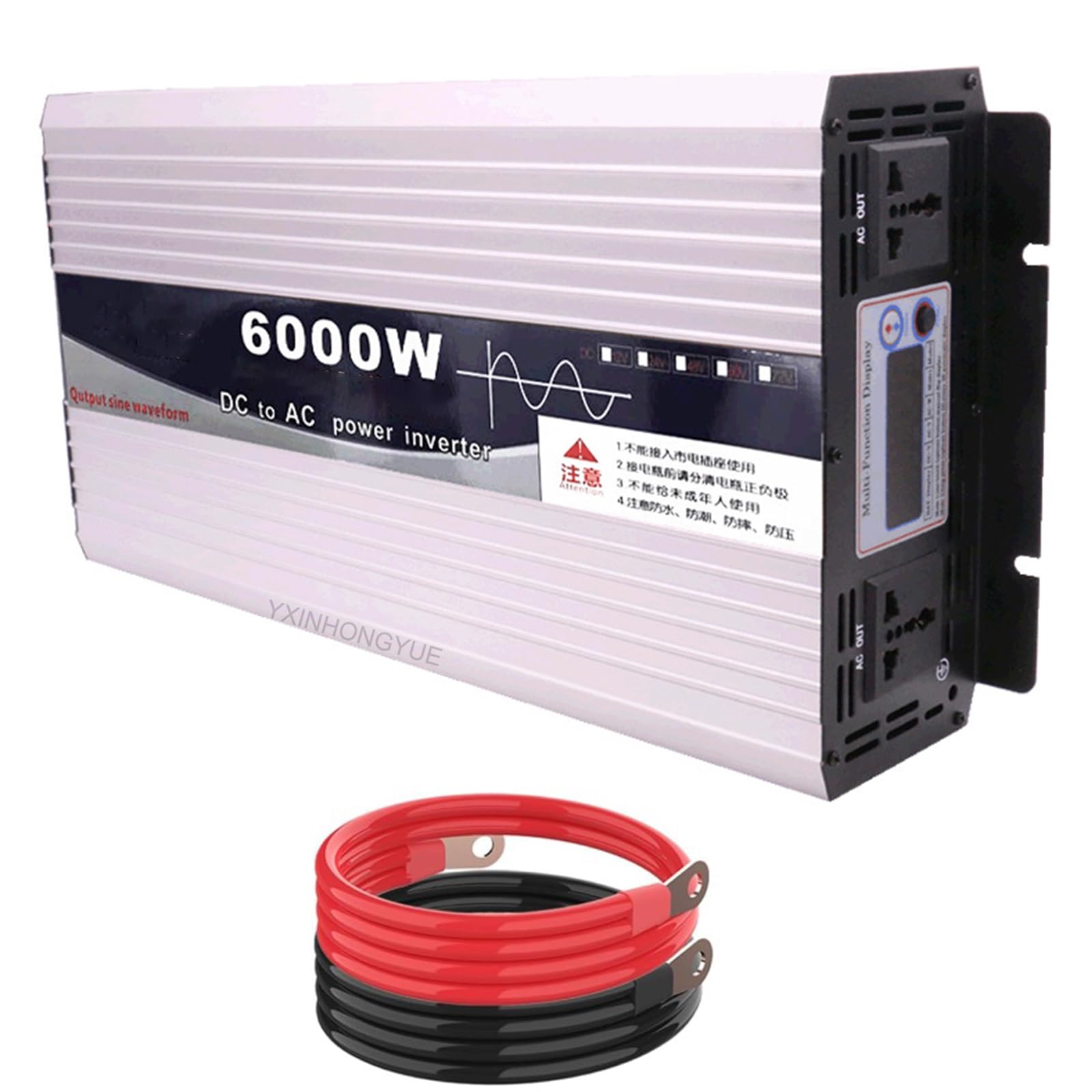 Przetwornica napięcia YXINHONGYUE 6000 W do samochodów, 12 V do 110 V, DC 12 V/24 V/48 V/60 V/72 V do 110 V/220 V AC do pojazdów kempingowych i ciężarówek