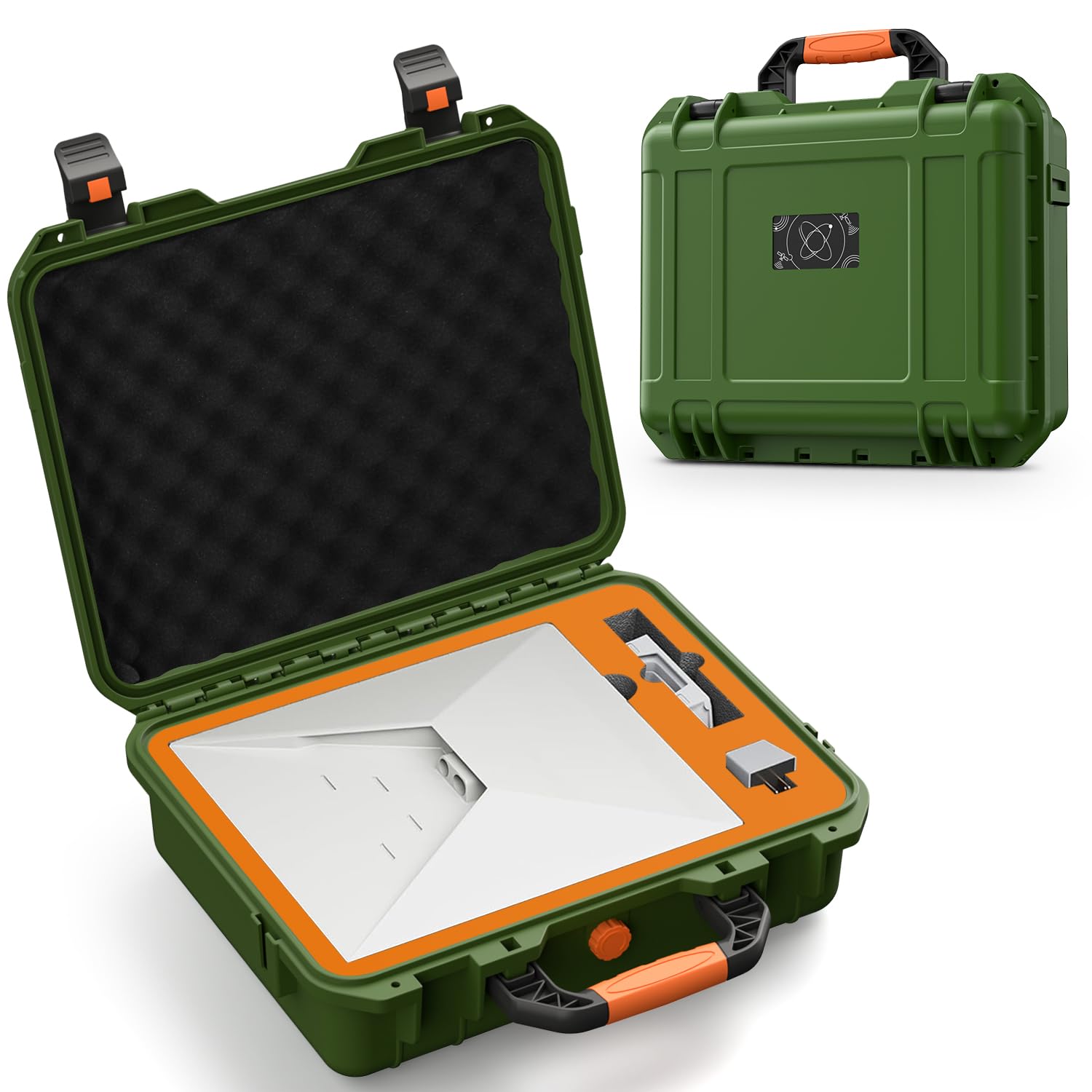 MONOJOY IP67 Waterproof Case for Starlink Mini, Hard Carrying Case for Starlink Mini Dish with Precision Cut Foam, Shockproof Travel Bag for Camping, RV, Hiking, Green