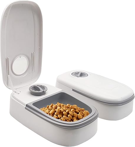 Kathson Alimentador automático digital para gatos con 2 comidas, alimentador inteligente para mascotas con temporizador de 48 horas, dispensador de