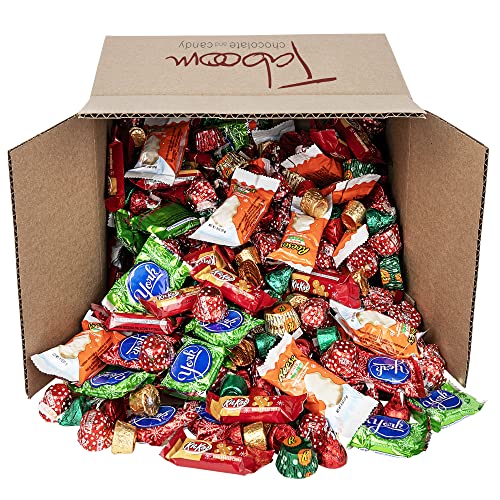 Taboom Holiday Chocolate Mix - Hershey's Miniatures, Hershey's Kisses, Kit Kat Mini, Hershey's Holiday Peppermint Bark Bells - Special Holiday Colors - 5 Pound Box
