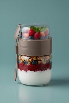 Cam Kaşık Ve Çatallı Hazırla Ve Çık Diyet Ve Yoğurt Kabı Yemek Saklama Kabı 625 Ml Kahverengi, 7480000717855