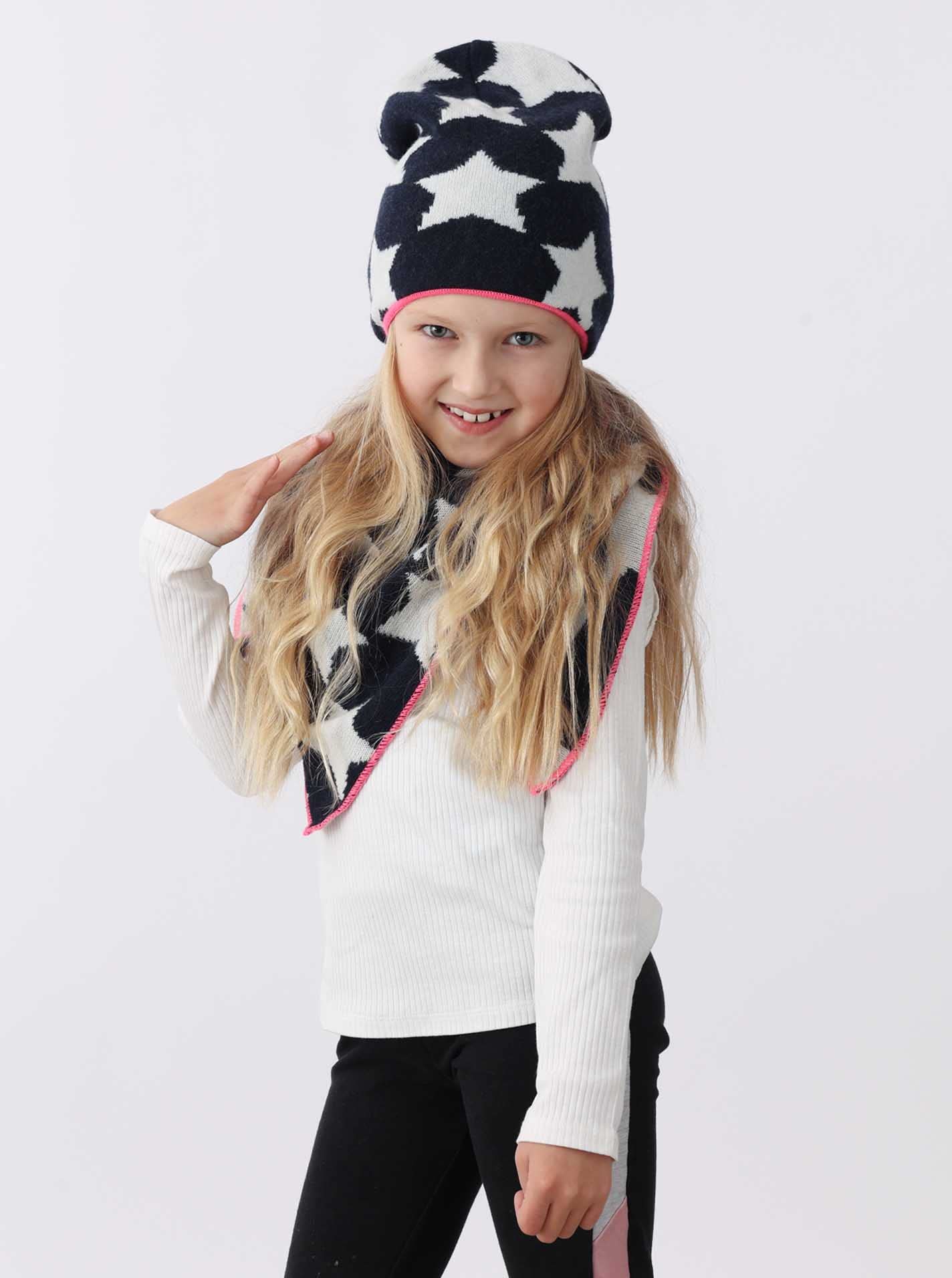Cashmere Dreams Dreieckstuch mit Kaschmir - Hochwertiger Schal mit Sternen für Baby-s Jungen und Mädchen - XXL Hals-Tuch und Damen - Strick-Waren für Sommer und Winter Zwillingsherz - hgr