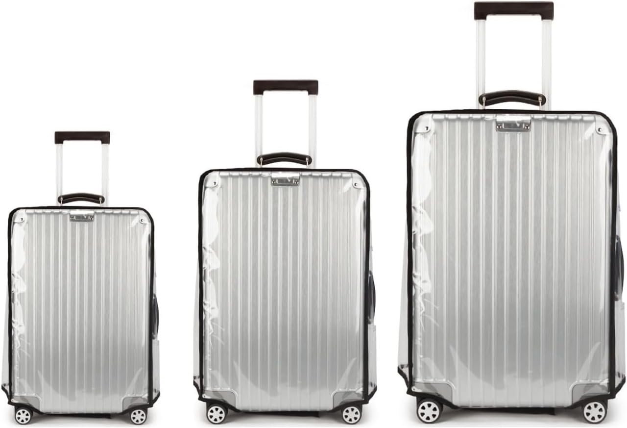 PVC Zippered Clear PVC Wheel Suitcase Covers Protectors Soft Side Waterproof Dustproof Case for Wheeled Luggage Trolley Protective Covers (Combo Small Medium and Large Pack of 3)-image-38