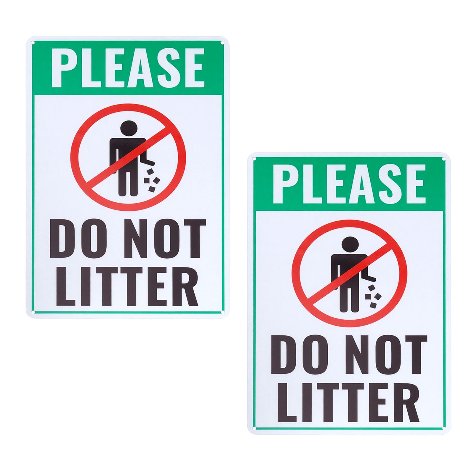 Briny River 2pcs 30x20cm Please Do Not Litter Sign Aluminum No Littering Sign for Outdoor Fences Walls Gates