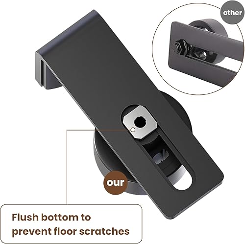 Miniatura 3 de AONAYIOA Guía de piso inferior de puerta corredera de granero para rodillo ajustable, guía de piso de rodillos dobles montado en la pared con parte