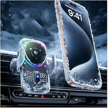 Wireless Car Charger Mount, 25W Q i2.2 Fast Charging Magnetic Air Vent Phone Holder, Semiconductor Cooling & Infrared Sensor Auto Clamp, Compatible with iPhone 16/15/14/13/12 and Android