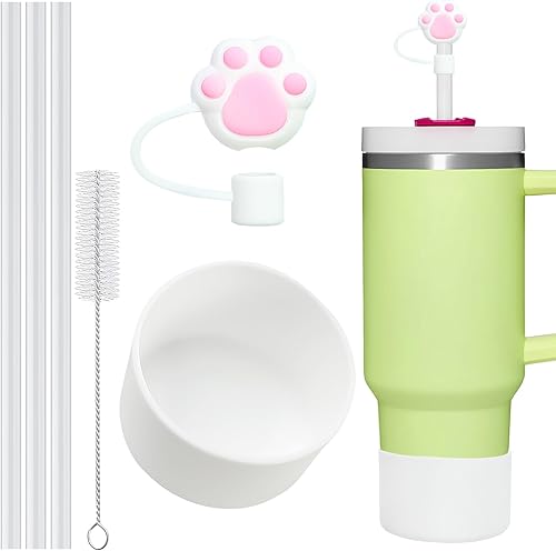 3 popotes reutilizables para taza Stanley, repuesto de popote con 1 cepillo de limpieza, fundas para popote y funda para botellas, una pajita