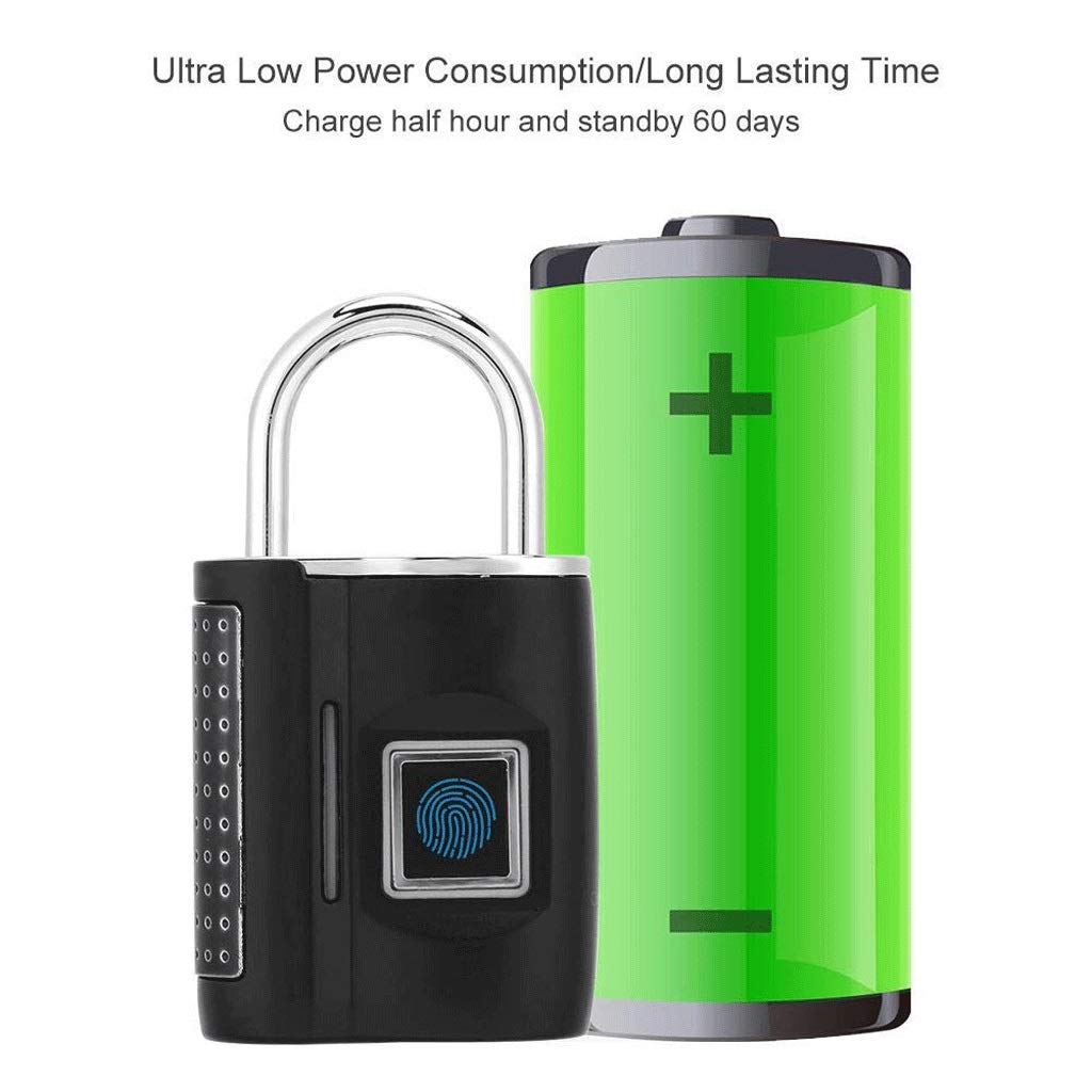 Cadenas Intelligent de Verrouillage de Charge USB à Empreintes digitales, Cadenas Intelligent de Verrouillage de Porte à Empreinte Digitale sans clé pour Armoire de casier de Salle de Sport et Plus