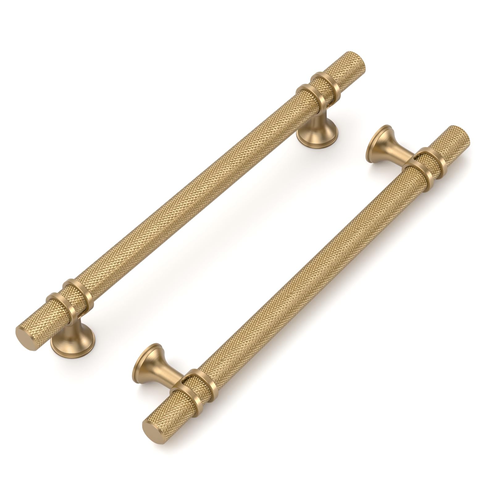 Coinkoly 10 Pack 6.2"(160mm) Champagne Bronze Cabinet Pulls Knurled Kitchen Cabinet Handles Drawer Pulls Champagne Gold Cupboard Hardware for Cabinets CK0027 — image 1