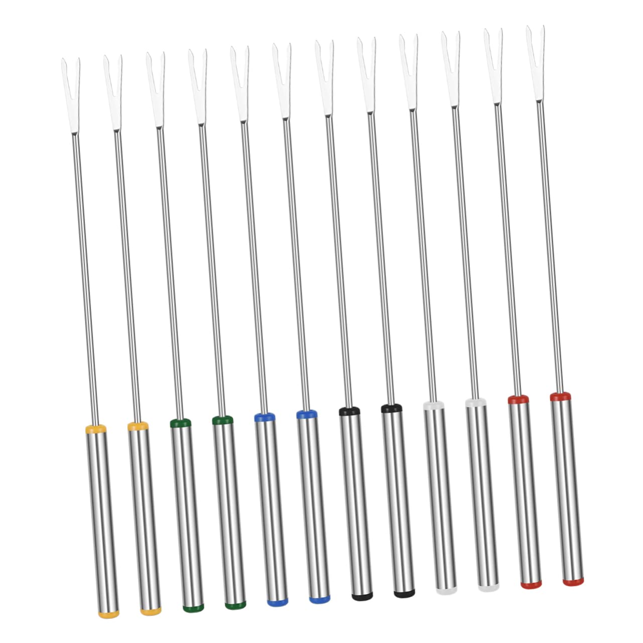 CONGARTENO Fruit Food Forks 12pcs Dessert Forks in Stainless Steel Fondue Kit Accessories for Cheese Fondue Roasting Random Color