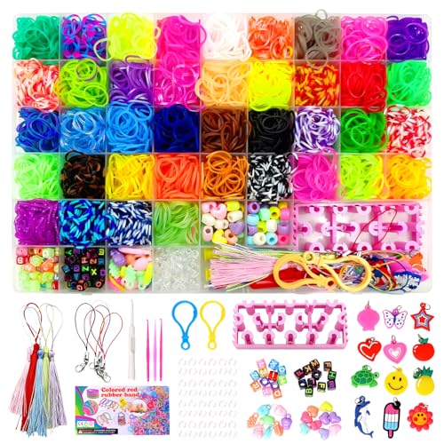 Tmefoy 3500 Elastique Bracelet Kit, 40 Couleurs Bricolage Élastique Loom Bands Kit, Coloré Loom Elastiques avec Pendentifs, Clips, Perles, Cadeau de Noël...