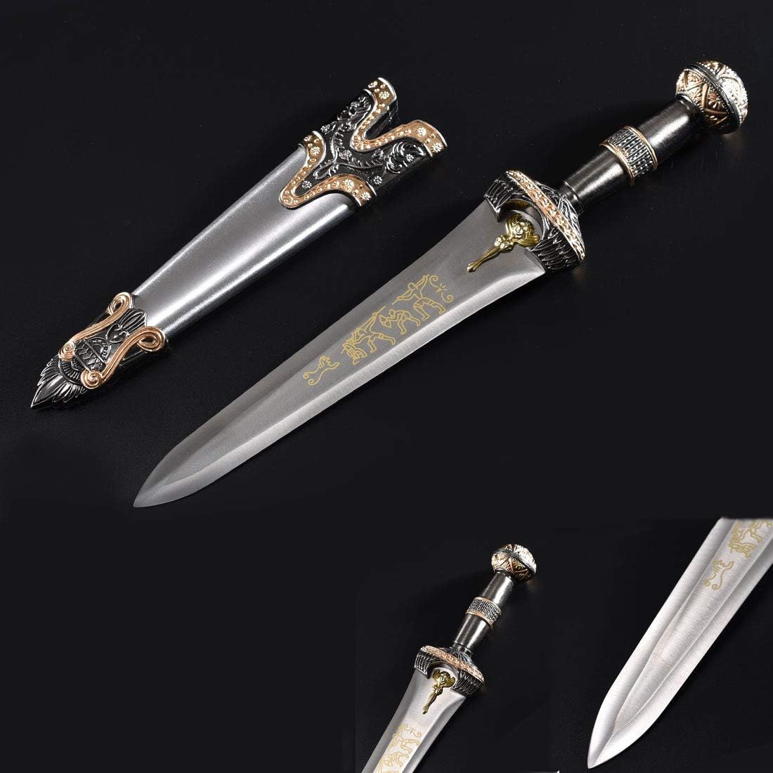 RUYI SWORD-Medieval Sword?Battle Ready?Full Tang, Sharp?Knife?Scabbard,Animal Golden-Angel