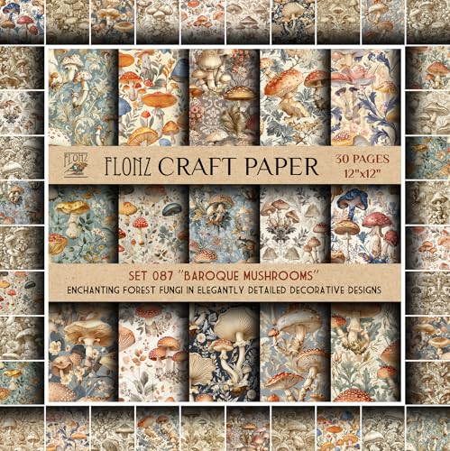 Papier scrapbooking 30,5x30,5 cm bloc vintage Flonz champignon