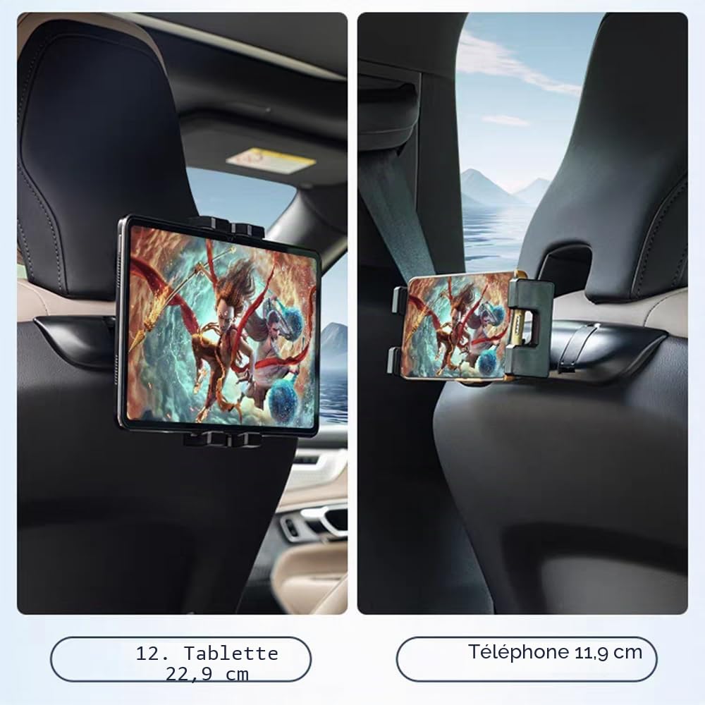 Support de tablette de voiture, support universel pour appuie-tête pour Volvo XC90 XC60 V90 V60 S90 S60, compatible avec iPad Pro Air Mini, Galaxy Tabs, tablettes de 4,7-12,9 pouces (Modèle A)
