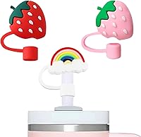 Vista 16 de 3 fundas de popote moradas compatibles con vasos Stanley de 30 y 40 onzas, tapas reutilizables de silicona para popotes, protectores de tapas