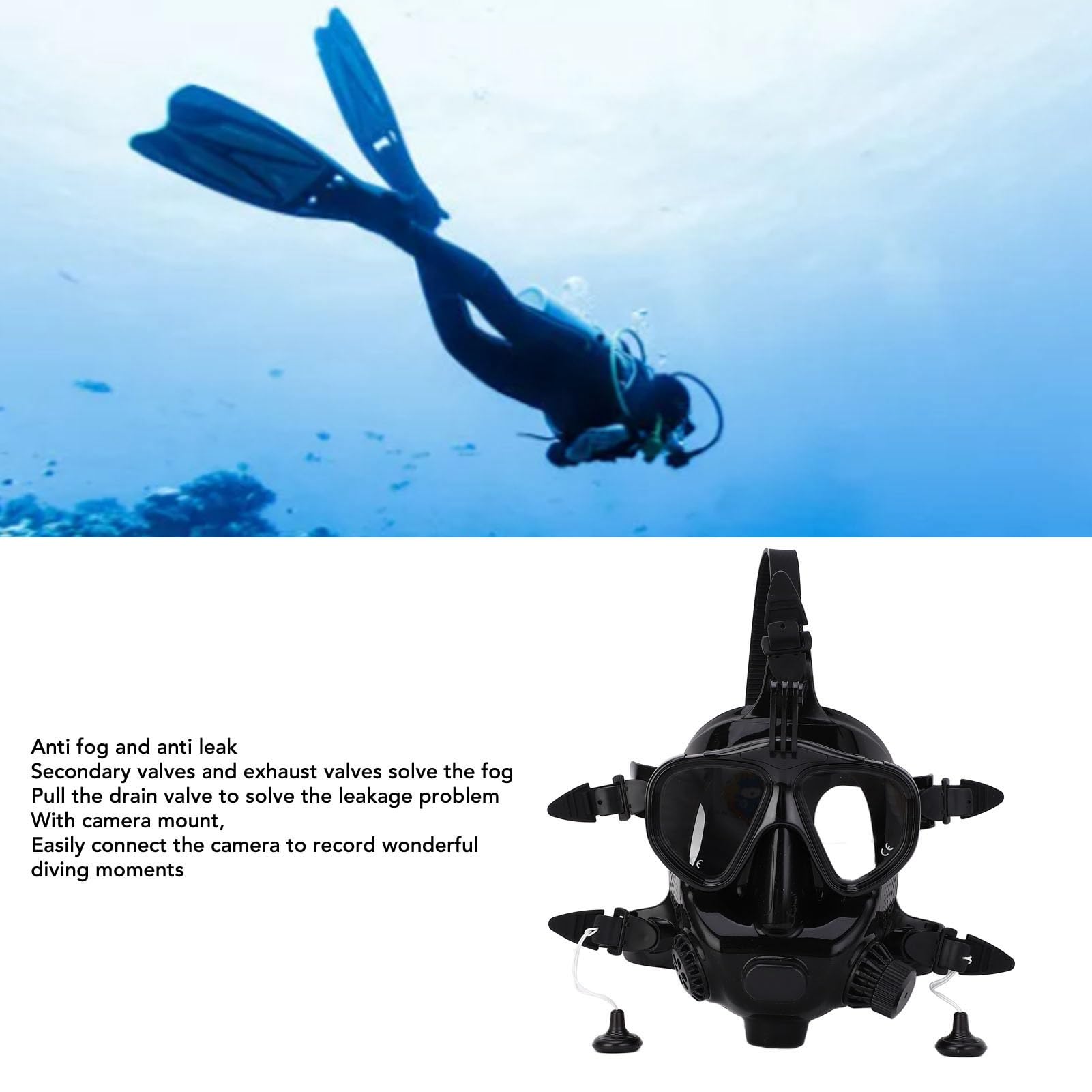 Gafas de Buceo Panorámicas de Cara Completa de 180° con Soporte para Cámara para Entusiastas del Snorkel