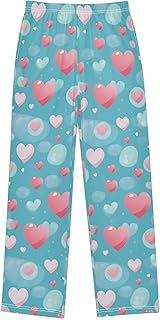 Pantalones de pijama para niños con bolsillos y cintura elástica, para niños de 6 a 14 años, color rosa