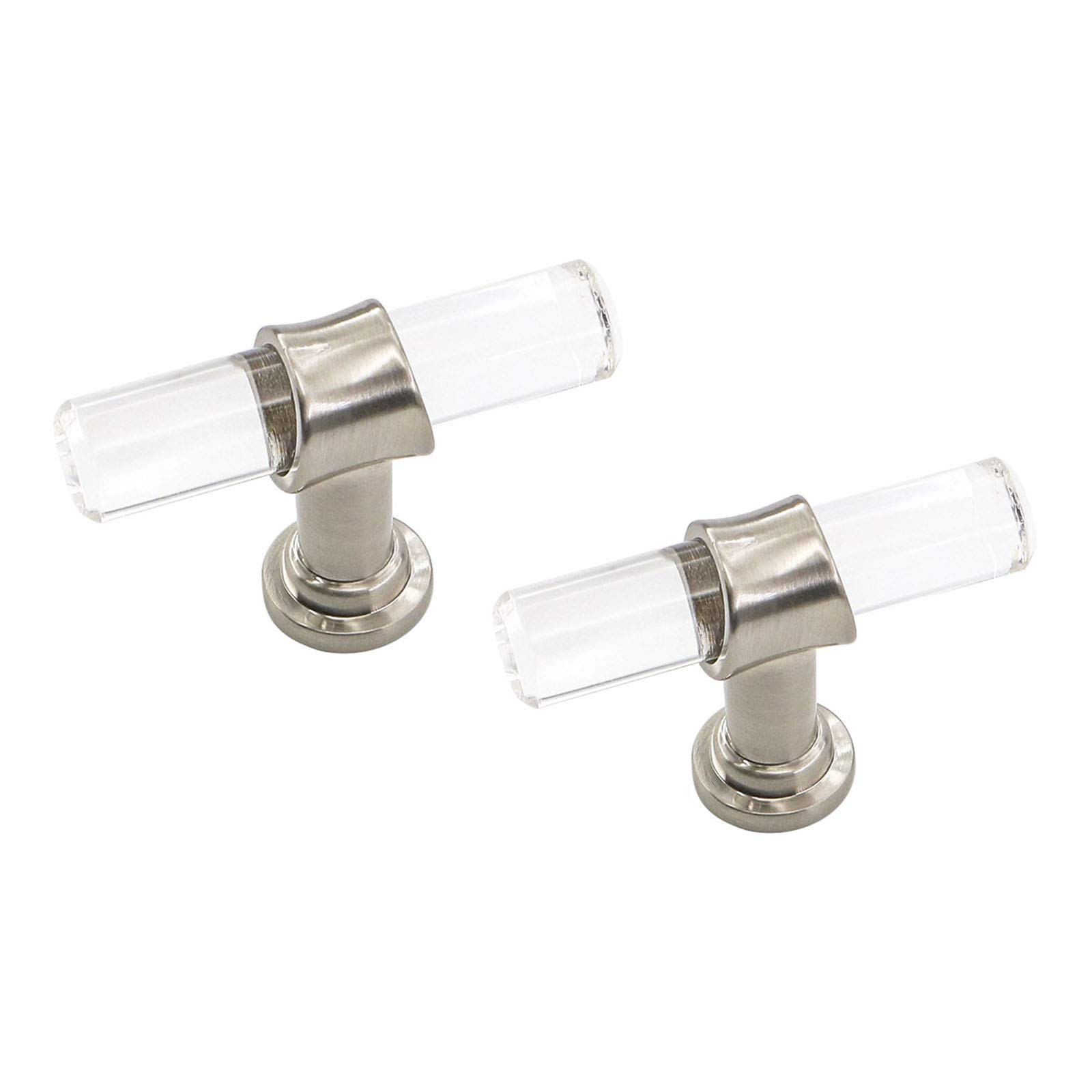 LONTAN 10 Pack Drawer and Door Knobs - Brushed Nickel Acrylic in Nickel for Chest, Kitchen, Bathroom Cabinet — image 1