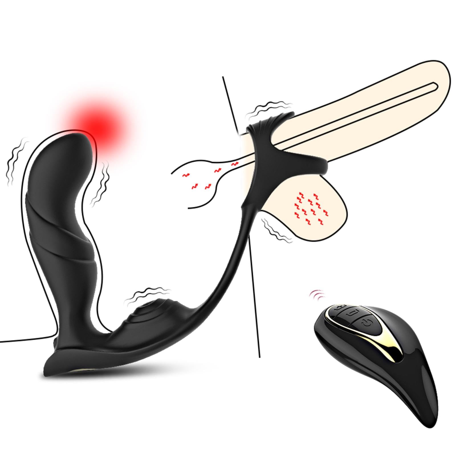Plug anale Vibratore anale con anello per pene spesso Controllo remoto Gel di silice vibrante Dildo Butt plug Giocattoli sessuali Giocattolo gay Per Masturbatore per uomini